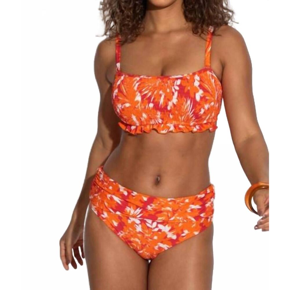 NEW POUR MOI free spirit strapless underwired bikini top in orange tropical